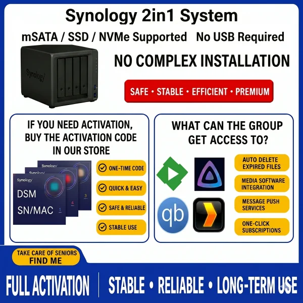 Xpenology synology nas 2in1 System | mSATA / SSD / NVMe Supported | No USB Required