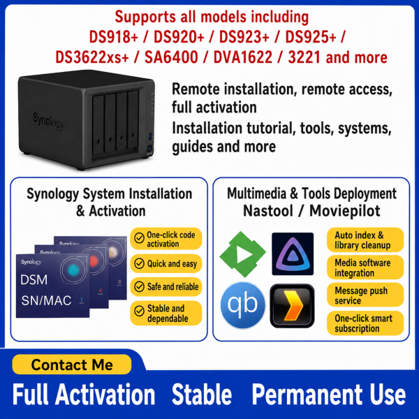 Xpenology synology nas  activated DS918+/DS920+/DS923+/DS925+/DS3622xs+/SA6400